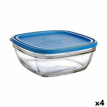 Viereckige Lunchbox mit Deckel Duralex FreshBox Blau 3 L 23 x 23 x 9 cm (4 Stück)