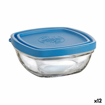 Viereckige Lunchbox mit Deckel Duralex FreshBox Blau 300 ml 11 x 11 x 5 cm (12 Stück)