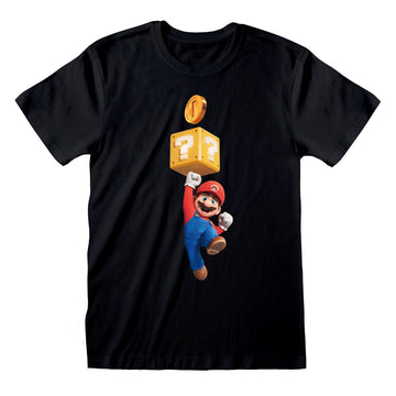 Kurzarm-T-Shirt Super Mario Mario Coin Schwarz Unisex