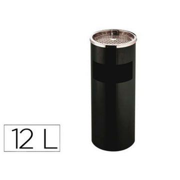Abfallbehälter mit Ascher Q-Connect KF04229 Schwarz Metall 12 L