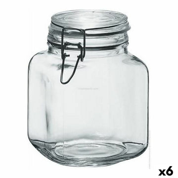 Glasgefäß Borgonovo 33211 Luftdicht Durchsichtig 1,7 L 12 x 12 x 17 cm (6 Stück)
