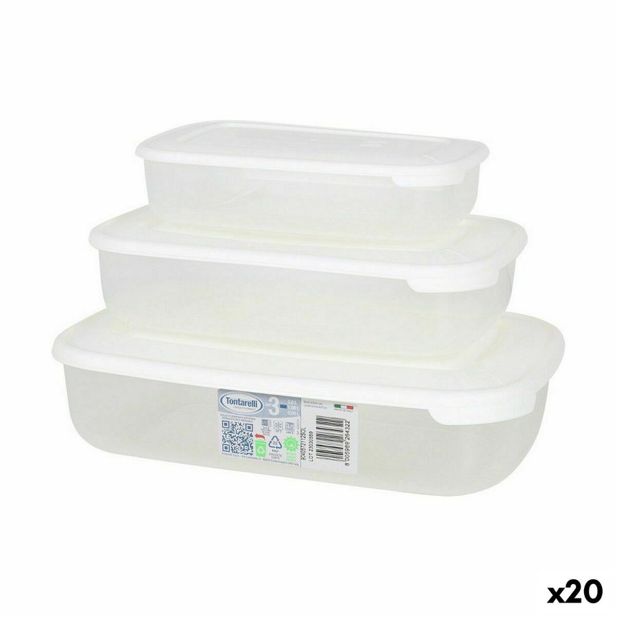 3 Lunchbox-Set Tontarelli Family Weiß rechteckig 29,6 x 19,8 x 7,7 cm (20 Stück)