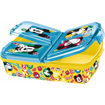 Lunchbox mit Fächern Mickey Mouse Fun-Tastic Polypropylen 22 x 14 x 6 cm 19,5 x 16,5 x 6,7 cm