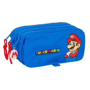 Zweifaches Mehrzweck-Etui Super Mario Play Blau Rot 21,5 x 10 x 8 cm