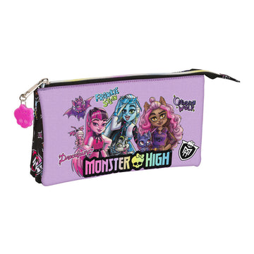 Zweifaches Mehrzweck-Etui Monster High Creep Schwarz 22 x 12 x 3 cm