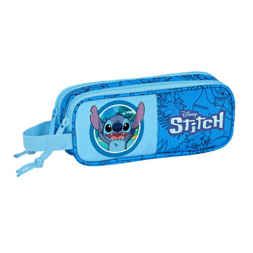 Schulmäppchen Stitch Doppelter Reißverschluss Blau 21 x 8 x 6 cm