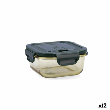 Lunchbox hermetisch Bidasoa Infinity karriert 520 ml Gelb Glas (12 Stück)