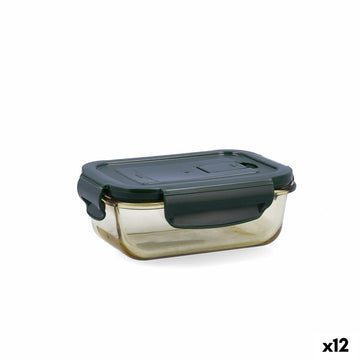 Lunchbox hermetisch Bidasoa Infinity rechteckig 370 ml Gelb Glas (12 Stück)