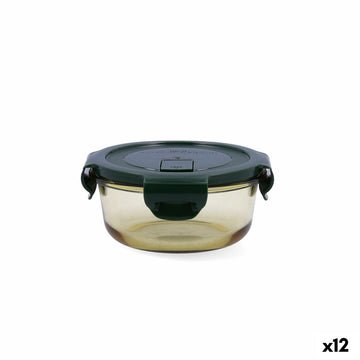 Lunchbox hermetisch Bidasoa Infinity kreisförmig 390 ml Gelb Glas (12 Stück)