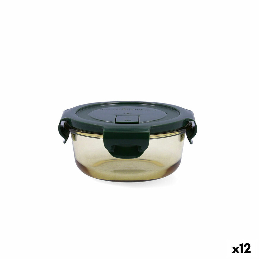 Lunchbox hermetisch Bidasoa Infinity kreisförmig 390 ml Gelb Glas (12 Stück)