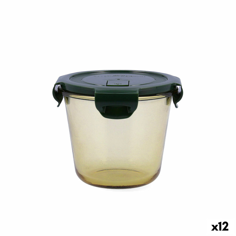 Lunchbox hermetisch Bidasoa Infinity kreisförmig 700 ml Gelb Glas (12 Stück)