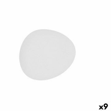 Flacher Teller Bidasoa Fosil Weiß aus Keramik Oval 22,8 x 20,1 x 2,2 cm (9 Stück)