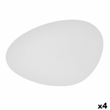 Tablett für Snacks Bidasoa Fosil Weiß aus Keramik Tonerde Oval 39,1 x 26,3 x 3,4 cm (4 Stück)
