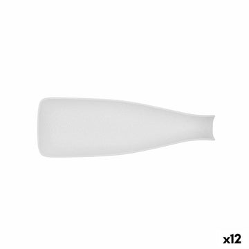 Tablett für Snacks Bidasoa Fosil Weiß aus Keramik Tonerde Flasche 31 x 10,1 x 4 cm (12 Stück)