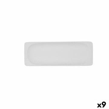 Tablett für Snacks Bidasoa Fosil Weiß aus Keramik Tonerde 25,6 x 9,1 x 2,3 cm (9 Stück)