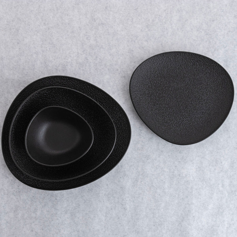 Flacher Teller Bidasoa Fosil Schwarz aus Keramik Oval 22,8 x 20,1 x 2,2 cm (9 Stück)