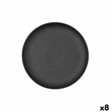 Flacher Teller Bidasoa Fosil Schwarz aus Keramik 21,3 x 21,2 x 2,2 cm (8 Stück)