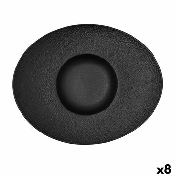 Suppenteller Bidasoa Fosil Schwarz aus Keramik Oval 27,3 x 22,2 x 5,7 cm (8 Stück)