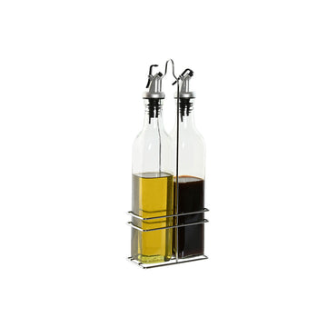 Öl- und Essig-Set Home ESPRIT Durchsichtig Metall Kristall 500 ml 13 x 6,8 x 32 cm