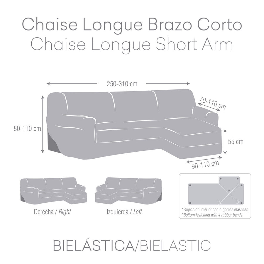 Abdeckung für Chaiselongue mit kurzem Arm rechts Eysa BRONX Weiß 110 x 110 x 310 cm