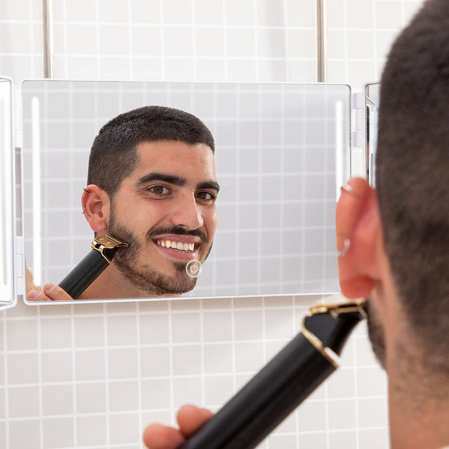 InnovaGoods Make-up Spiegel mit Licht, Spiegel mit 360º Sicht Badspiegel mit Led Lichtschalter mit Berührungssensor, Badspiegel