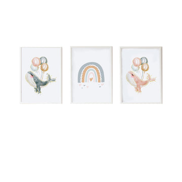 Satz mit 3 Bildern Crochetts Bunt Holz MDF 33 x 43 x 2 cm Regenbogen Wal (3 Stücke)