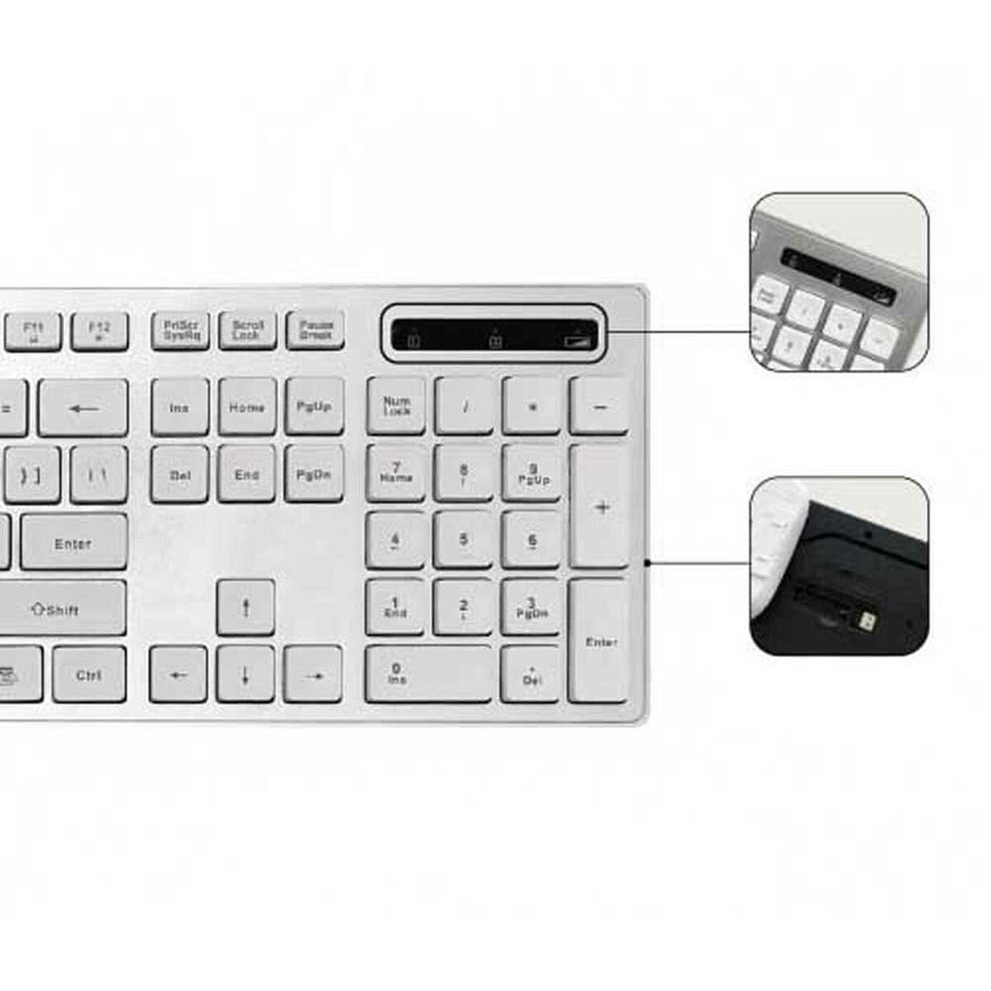 Tastatur mit Drahtloser Maus Subblim SUBKBW-CEKE10 Silberfarben ABS Qwerty Spanisch
