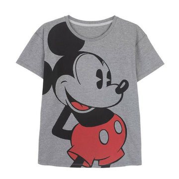 Damen Kurzarm-T-Shirt Mickey Mouse Grau Dunkelgrau