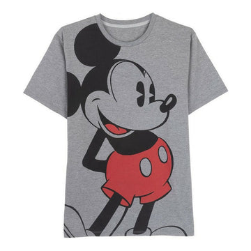 Herren Kurzarm-T-Shirt Mickey Mouse Grau Dunkelgrau Erwachsene