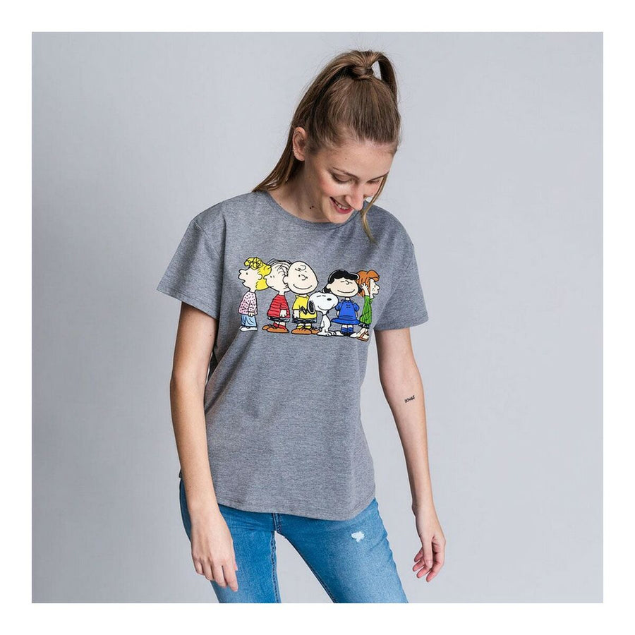 Damen Kurzarm-T-Shirt Snoopy Grau Dunkelgrau