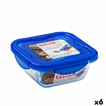 Lunchbox hermetisch Pyrex Cook & Go 16,7 x 16,7 x 7 cm Blau 850 ml Glas (6 Stück)