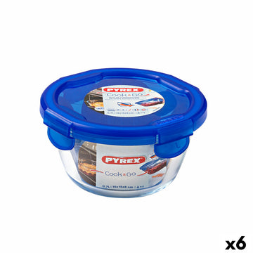 Lunchbox hermetisch Pyrex Cook & go 15,5 x 15,5 x 8,5 cm Blau 700 ml Glas (6 Stück)