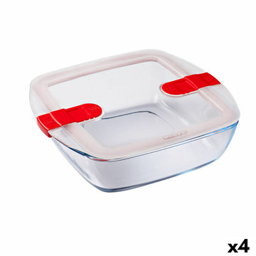 Lunchbox hermetisch Pyrex Cook & Heat 25 x 22 x 7 cm 2,2 L Durchsichtig Glas (4 Stück)