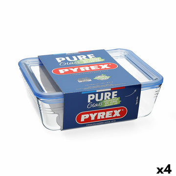 Lunchbox hermetisch Pyrex Pure Glass Durchsichtig Glas (2,6 L) (4 Stück)