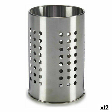 Abtropfbehälter für Besteck Silberfarben Edelstahl 12 x 17,6 x 12 cm (12 Stück)
