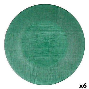 Flacher Teller grün Glas 32,5 x 2,5 x 32,5 cm (6 Stück)