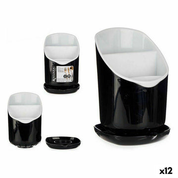 Abtropfbehälter für Besteck Smoking Weiß Schwarz Kunststoff 12 x 19 x 12,5 cm (12 Stück)