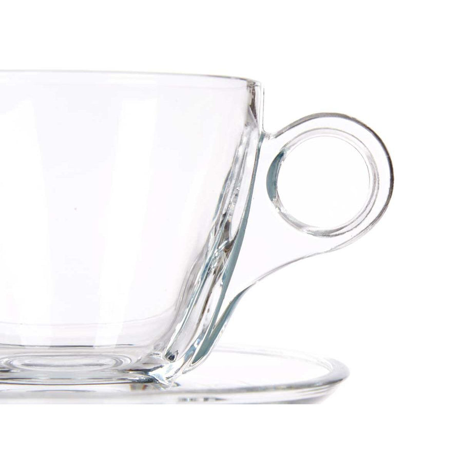 Tasse mit Untertasse Durchsichtig Glas 170 ml (6 Stück)