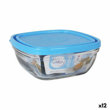 Viereckige Lunchbox mit Deckel Duralex FreshBox Blau 610 ml 14 x 14 x 6 cm (12 Stück)
