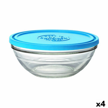 Runde Lunchbox mit Deckel Duralex FreshBox Blau 2,4 L (4 Stück)