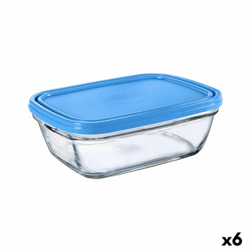 Rechteckige Lunchbox mit Deckel Duralex Freshbox 1,1 L Blau (6 Stück)