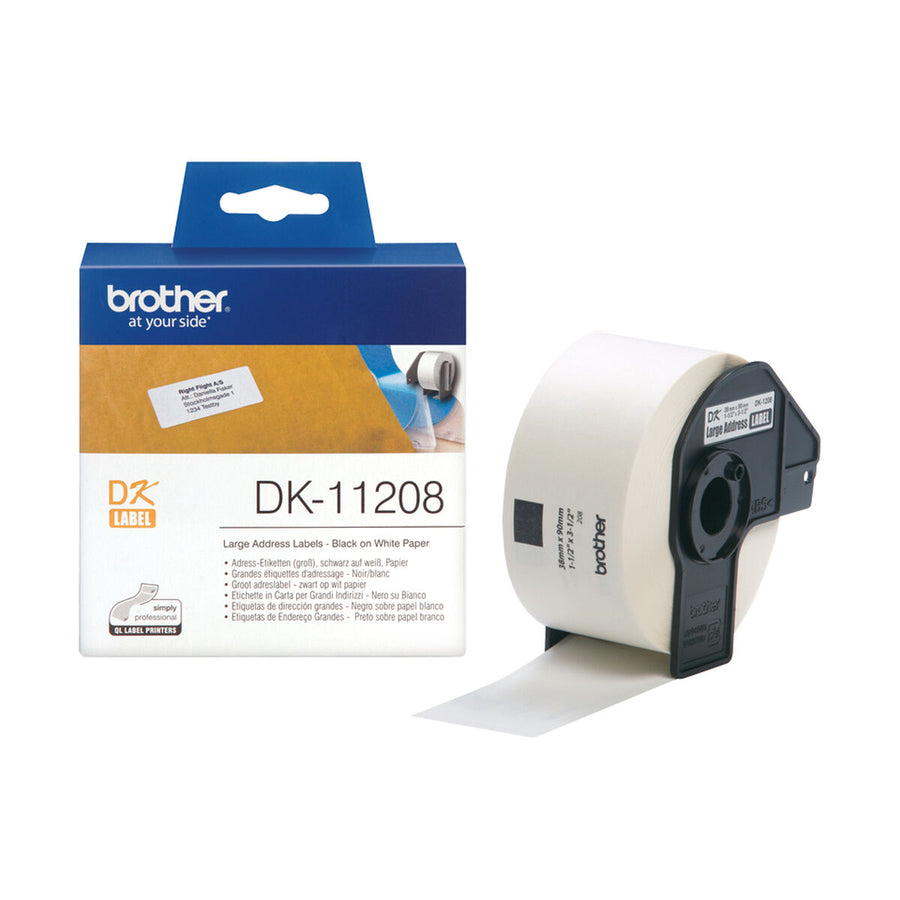 Drucker-Etiketten Brother DK-11208 Weiß/Schwarz 38 X 90 mm (3 Stück)