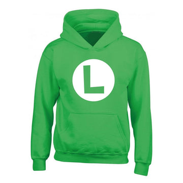 Unisex Sweater mit Kapuze Super Mario Luigi Badge grün