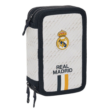 Dreifaches Federmäppchen Real Madrid C.F. Weiß 12.5 x 19.5 x 5.5 cm (36 Stücke)
