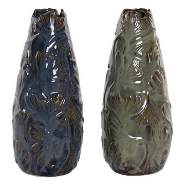 Vase DKD Home Decor Orientalisch Steingut (2 pcs) (15 cm) (14 x 14 x 33 cm) (2 pcs)