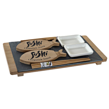 Sushi-Set DKD Home Decor aus Keramik Tafel Bambus (9 pcs)