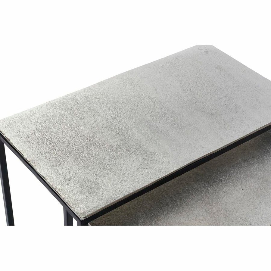 3er-Set Tischchen DKD Home Decor Schwarz Silberfarben 50,5 x 28,5 x 59 cm