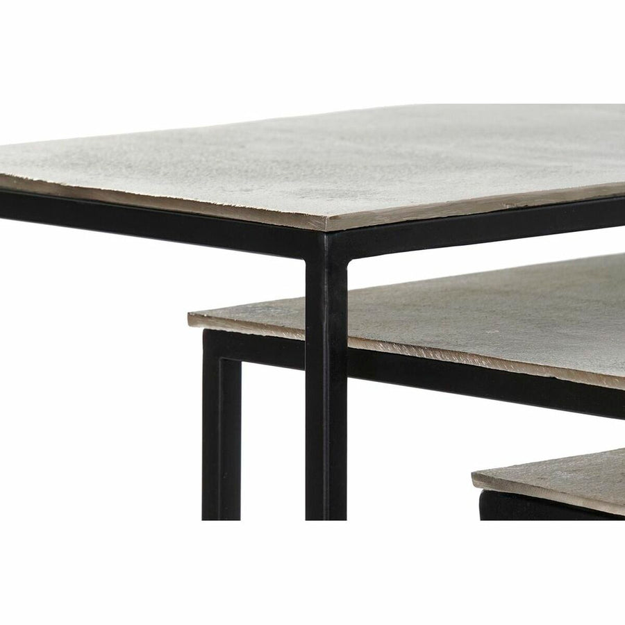 3er-Set Tischchen DKD Home Decor Schwarz Silberfarben 50,5 x 28,5 x 59 cm
