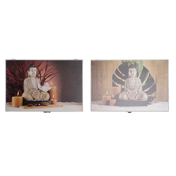 Abdeckungen DKD Home Decor Zähler Buddha Holz MDF 2 Stück 46,5 x 6 x 31,5 cm
