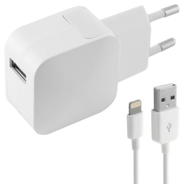 Wand-Ladegerät + Lightning-Kabel MFI KSIX 2.4A USB iPhone Weiß
